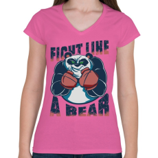 PRINTFASHION Medve - harcolj mint egy medve - Női V-nyakú póló - Rózsaszín
