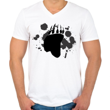 PRINTFASHION medve talp - Férfi V-nyakú póló - Fehér férfi póló