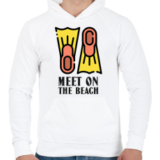 PRINTFASHION MEET ON THE BEACH - Férfi kapucnis pulóver - Fehér