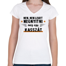 PRINTFASHION Még egy kassza - Női V-nyakú póló - Fehér