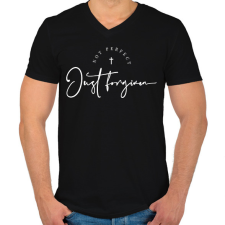 PRINTFASHION Megbocsát - Férfi V-nyakú póló - Fekete férfi pulóver, kardigán