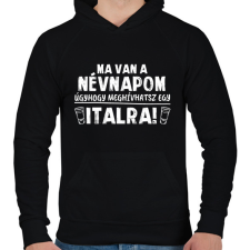 PRINTFASHION Meghívhatsz egy italra - Férfi kapucnis pulóver - Fekete férfi pulóver, kardigán