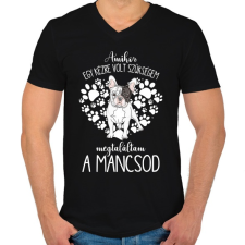 PRINTFASHION Megtaláltam a mancsod - Francia Bulldog - Férfi V-nyakú póló - Fekete férfi póló