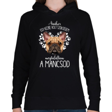 PRINTFASHION Megtaláltam a mancsod - French Bulldog - Női kapucnis pulóver - Fekete