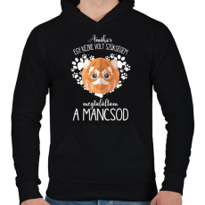 PRINTFASHION Megtaláltam a mancsod - Macska - Férfi kapucnis pulóver - Fekete