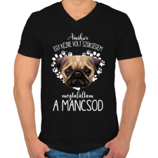 PRINTFASHION Megtaláltam a mancsod - Mopsz - Férfi V-nyakú póló - Fekete férfi póló