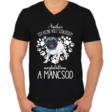 PRINTFASHION Megtaláltam a mancsod - Mopsz pug - Férfi V-nyakú póló - Fekete férfi póló