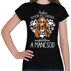 PRINTFASHION Megtaláltam a mancsod - Spániel - Női póló - Fekete
