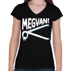 PRINTFASHION Megvan! - Női V-nyakú póló - Fekete