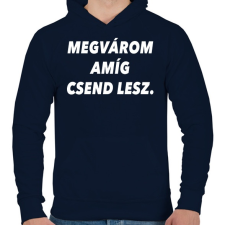 PRINTFASHION Megvárom amíg csend lesz. - Férfi kapucnis pulóver - Sötétkék férfi pulóver, kardigán