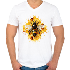 PRINTFASHION Méhecske - Férfi V-nyakú póló - Fehér férfi póló