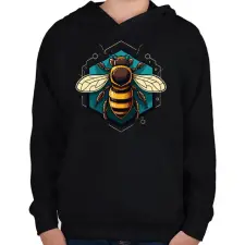 PRINTFASHION Méhecske  - Gyerek kapucnis pulóver - Fekete gyerek pulóver, kardigán