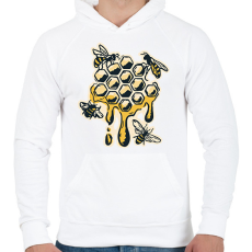 PRINTFASHION Méhek - Férfi kapucnis pulóver - Fehér