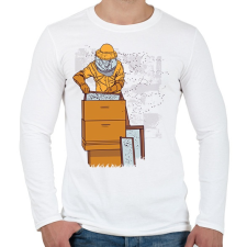 PRINTFASHION Méhész - Férfi hosszú ujjú póló - Fehér férfi póló