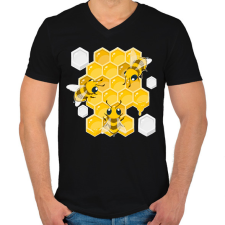 PRINTFASHION méhész - Férfi V-nyakú póló - Fekete férfi póló