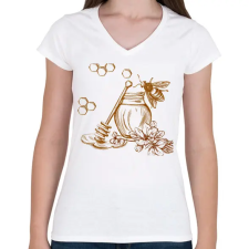 PRINTFASHION Méhész  - Női V-nyakú póló - Fehér női póló