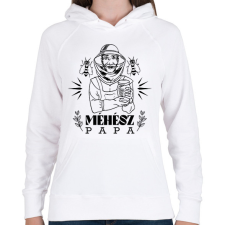 PRINTFASHION Méhész papa - Női kapucnis pulóver - Fehér női pulóver, kardigán