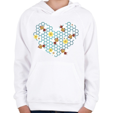 PRINTFASHION Méhész szív - Gyerek kapucnis pulóver - Fehér