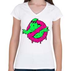 PRINTFASHION Melted Slimer - Női V-nyakú póló - Fehér