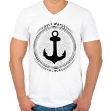 PRINTFASHION Mélytengeri horgony - Férfi V-nyakú póló - Fehér férfi póló