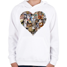 PRINTFASHION Meme cat heart - Gyerek kapucnis pulóver - Fehér gyerek pulóver, kardigán