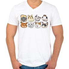 PRINTFASHION meme cats - Férfi V-nyakú póló - Fehér
