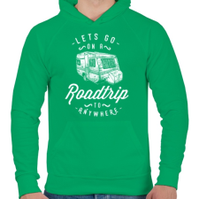 PRINTFASHION Menjünk kirándulni - Férfi kapucnis pulóver - Zöld férfi pulóver, kardigán