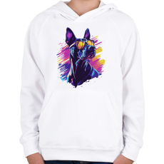 PRINTFASHION Menő Doberman - Gyerek kapucnis pulóver - Fehér