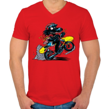 PRINTFASHION Menő farkas - Férfi V-nyakú póló - Piros férfi póló
