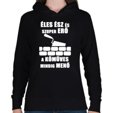 PRINTFASHION menő kőműves - Női kapucnis pulóver - Fekete női pulóver, kardigán