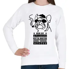 PRINTFASHION Menő kutya - Női pulóver - Fehér női pulóver, kardigán
