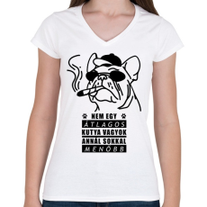 PRINTFASHION Menő kutya - Női V-nyakú póló - Fehér