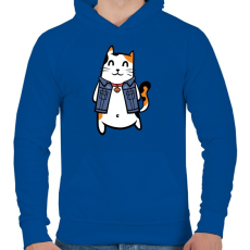 PRINTFASHION Menő macska - Férfi kapucnis pulóver - Királykék