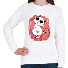 PRINTFASHION Menő macska - Női pulóver - Fehér női pulóver, kardigán
