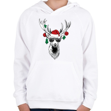 PRINTFASHION Menő szarvas - Gyerek kapucnis pulóver - Fehér gyerek pulóver, kardigán