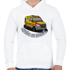 PRINTFASHION mentőautó 1 - Férfi kapucnis pulóver - Fehér férfi pulóver, kardigán