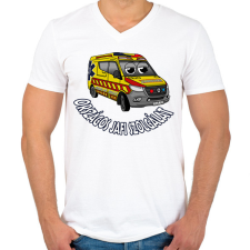 PRINTFASHION mentőautó pisti 1 - Férfi V-nyakú póló - Fehér férfi póló