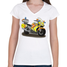 PRINTFASHION mentőmotor - Női V-nyakú póló - Fehér