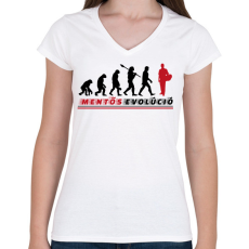 PRINTFASHION Mentős evolúció - Női V-nyakú póló - Fehér