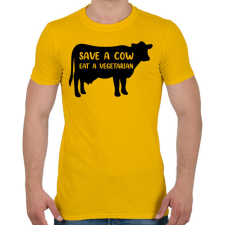 PRINTFASHION Mentsd meg egy  tehenet - Férfi póló - Sárga férfi póló