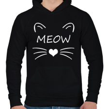 PRINTFASHION MEOW - Férfi kapucnis pulóver - Fekete férfi pulóver, kardigán