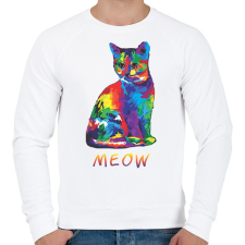 PRINTFASHION MEOW - Férfi pulóver - Fehér férfi pulóver, kardigán
