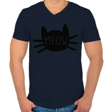 PRINTFASHION Meow  - Férfi V-nyakú póló - Sötétkék férfi póló