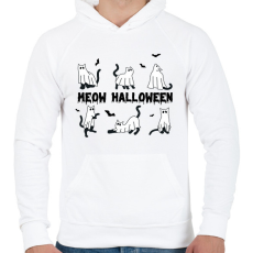 PRINTFASHION Meow Halloween - Férfi kapucnis pulóver - Fehér