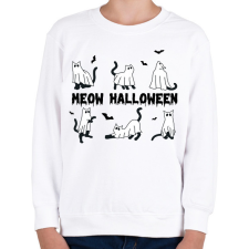 PRINTFASHION Meow Halloween - Gyerek pulóver - Fehér gyerek pulóver, kardigán