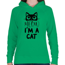 PRINTFASHION Meow, I'm a cat - Női kapucnis pulóver - Zöld női pulóver, kardigán