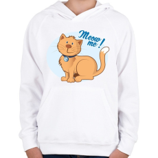 PRINTFASHION Meow me! - cicás póló - Gyerek kapucnis pulóver - Fehér