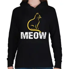 PRINTFASHION MEOW - Női kapucnis pulóver - Fekete