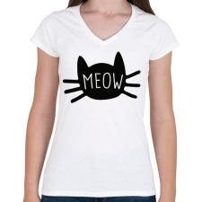 PRINTFASHION Meow  - Női V-nyakú póló - Fehér női póló