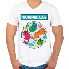 PRINTFASHION Meowcrobiology - Férfi V-nyakú póló - Fehér
